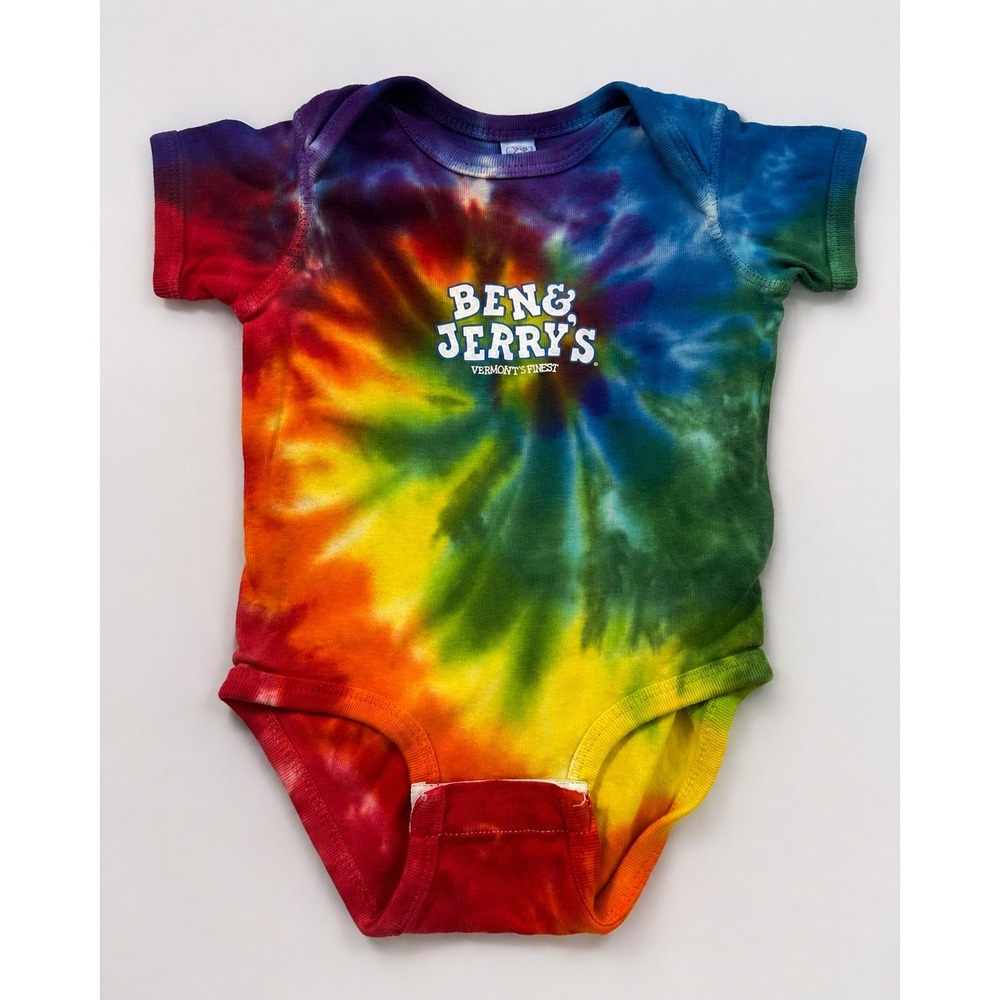 Ben & Jerry's Rabbit Skins Tie Dye Baby Bodysuit 12 Months Rainbow